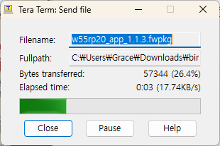 Transfer progress window