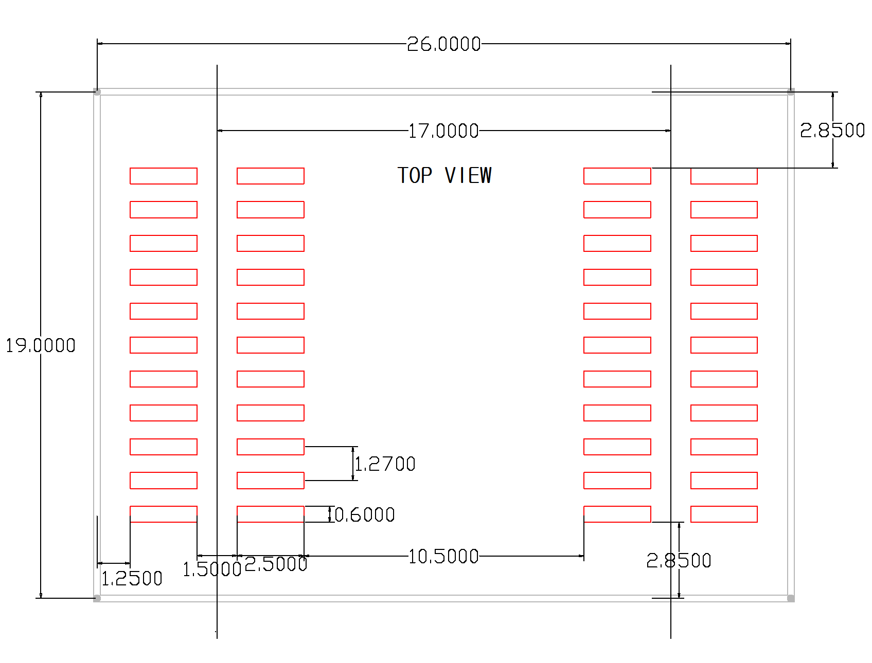 WizFi250 Interface Board Dimension